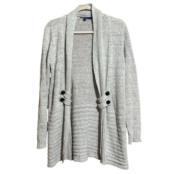 Apt. 9 Sweaters - APT 9 Cardigan Womens Medium Gray Wool Blend Chunky Knit Open Sweater